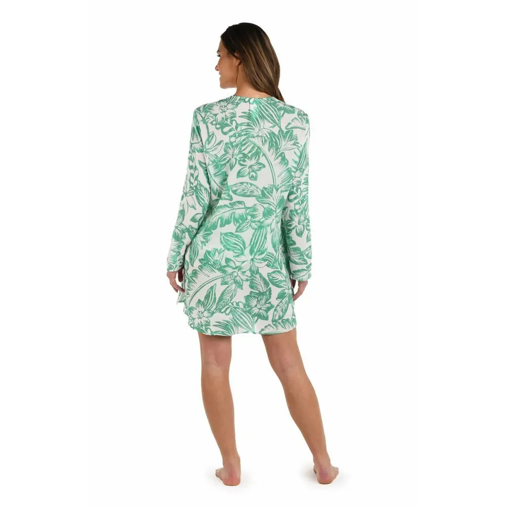 La Blanca Women's White/Green Tunic Swimsuit Cover Up M NWT